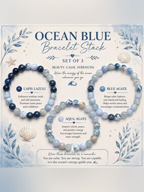 Ocean Blue Bracelet Stack (Set of 3)
